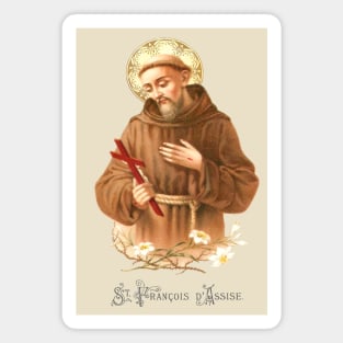 Saint Francis of Assisi Antique French Holy Card Magnet